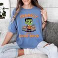 Cute Halloween Teacher Librarian Frankenstein Reading Books Women's Comfort Colors T-Shirt Blue Jean
