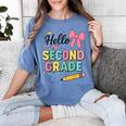 Cute Hello Second Grade Back To School Coquette Teacher Girl Women's Comfort Colors T-Shirt Blue Jean