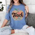 Cute Teacher With Apple Retro Teacher Kids Back To School Women's Comfort Colors T-Shirt Blue Jean Cute Teacher With Apple Retro Teacher Kids Back To School Women's Comfort Colors T-Shirt Blue Jean