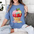 Dripping Apple Ice Cream Cone Cute Teacher Appreciation Women's Comfort Colors T-Shirt Blue Jean
