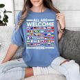 ESL Teacher All Are Welcome Here For Worlds Virtual Teachers Women's Comfort Colors T-Shirt Blue Jean ESL Teacher All Are Welcome Here For Worlds Virtual Teachers Women's Comfort Colors T-Shirt Blue Jean