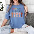 Everyone Is Welcome Here Idaho Teacher Women's Comfort Colors T-Shirt Blue Jean