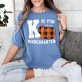 Fall Kindergarten Teacher K Is For Buffalo Plaid Pumpkin Women's Comfort Colors T-Shirt Blue Jean