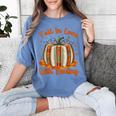 Fall In Love With Reading Pumpkin Autumn Librarians Teacher Women's Comfort Colors T-Shirt Blue Jean