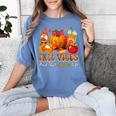 Fall Vibes Costume Teacher Thanksgiving Leopard Gnome Women's Comfort Colors T-Shirt Blue Jean