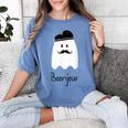French Teacher Halloween Bonjour Ghost Women's Comfort Colors T-Shirt Blue Jean French Teacher Halloween Bonjour Ghost Women's Comfort Colors T-Shirt Blue Jean