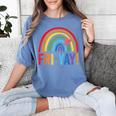 Fri-Yay Friyay Rainbow Colors Teacher Childrens Fun Designs Women's Comfort Colors T-Shirt Blue Jean Fri-Yay Friyay Rainbow Colors Teacher Childrens Fun Designs Women's Comfort Colors T-Shirt Blue Jean