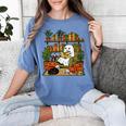 Ghost Library Reading Books Halloween Librarian Teacher Women's Comfort Colors T-Shirt Blue Jean
