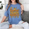 Groovy Coffee Teach Repeat Retro Teacher Women's Comfort Colors T-Shirt Blue Jean Groovy Coffee Teach Repeat Retro Teacher Women's Comfort Colors T-Shirt Blue Jean