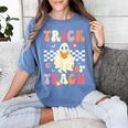 Groovy Teacher Halloween Retro Trick Or Teach Floral Ghost Women's Comfort Colors T-Shirt Blue Jean Groovy Teacher Halloween Retro Trick Or Teach Floral Ghost Women's Comfort Colors T-Shirt Blue Jean