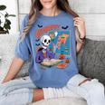 Halloween Skeleton Geography Teacher Pumpkin Bats Classroom Women's Comfort Colors T-Shirt Blue Jean Halloween Skeleton Geography Teacher Pumpkin Bats Classroom Women's Comfort Colors T-Shirt Blue Jean