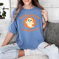 Halloween Teacher Crew Spooky Season Retro Ghost Women's Comfort Colors T-Shirt Blue Jean