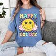 Happy Dot Day Hippie Flowers Smile Face Groovy Teacher Kids Women's Comfort Colors T-Shirt Blue Jean