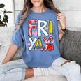 Happy Fri-Yay Teacher Back To School Friday Lovers Women's Comfort Colors T-Shirt Blue Jean Happy Fri-Yay Teacher Back To School Friday Lovers Women's Comfort Colors T-Shirt Blue Jean
