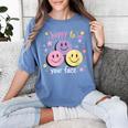 Happy To See Your Face Smile Face Teacher Back To School Women's Comfort Colors T-Shirt Blue Jean Happy To See Your Face Smile Face Teacher Back To School Women's Comfort Colors T-Shirt Blue Jean