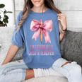 I'm Literally Just a Teacher Pencil Coquette Bow School Women's Comfort Colors T-Shirt Blue Jean