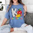 K Is For Kindergarten Teacher Pencil Apple Back To School Women's Comfort Colors T-Shirt Blue Jean K Is For Kindergarten Teacher Pencil Apple Back To School Women's Comfort Colors T-Shirt Blue Jean