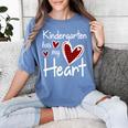 Kindergarten Has My Heart Buffalo Print Teacher Valentine Women's Comfort Colors T-Shirt Blue Jean