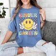 Kindergarten Teacher Team Hippie Smile Face Back To School Women's Comfort Colors T-Shirt Blue Jean