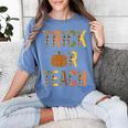 Leopard Trick Or Teach Halloween Teacher Costume Women Women's Comfort Colors T-Shirt Blue Jean