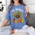 One Thankful Teacher Thanksgiving Turkey Cute Crayon Pencil Women's Comfort Colors T-Shirt Blue Jean One Thankful Teacher Thanksgiving Turkey Cute Crayon Pencil Women's Comfort Colors T-Shirt Blue Jean
