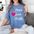 Peace Love Math Maths Teacher Pi Symbol Men Women Women's Comfort Colors T-Shirt Blue Jean