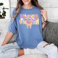 Physical Education Halloween Bow Checkered Teacher Ghost PE Women's Comfort Colors T-Shirt Blue Jean