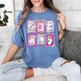 Preppy Spooky Teacher Halloween Ghost Coquette Bow Autumn Women's Comfort Colors T-Shirt Blue Jean