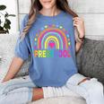Preschool Rainbow Girls Boys Kids Teacher Back To School Women's Comfort Colors T-Shirt Blue Jean