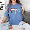 PTO Santa Hat Reindeer Parent Teacher Organization Christmas Women's Comfort Colors T-Shirt Blue Jean