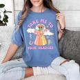 Take Me To Your Readers Alien Teacher Halloween Literacy Women's Comfort Colors T-Shirt Blue Jean