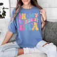 Retro Groovy Retirement Era Retired Teacher Women's Comfort Colors T-Shirt Blue Jean Retro Groovy Retirement Era Retired Teacher Women's Comfort Colors T-Shirt Blue Jean