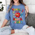Retro Teaching Is My Superpower Apple Teacher Appreciation Women's Comfort Colors T-Shirt Blue Jean Retro Teaching Is My Superpower Apple Teacher Appreciation Women's Comfort Colors T-Shirt Blue Jean