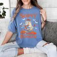 Sorry I'm Booked Ghost Reading Book Lover Teacher Halloween Women's Comfort Colors T-Shirt Blue Jean