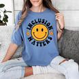 Special Education Teacher Autism Awareness Inclusion Matters Women's Comfort Colors T-Shirt Blue Jean