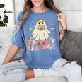 Spooky Teacher Groovy Retro Ghost Teacher Halloween 2023 For Men Women Kids Women's Comfort Colors T-Shirt Blue Jean