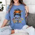 STEM Teacher Messy Bun Fall Vibes Autumn Thanksgiving Men Women Women's Comfort Colors T-Shirt Blue Jean