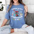 I Survived 100 Days Of School Teacher Kids Cat Lover Women's Comfort Colors T-Shirt Blue Jean