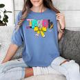 Teach Coquette Bow Teacher Back To School Happy First Day Women's Comfort Colors T-Shirt Blue Jean Teach Coquette Bow Teacher Back To School Happy First Day Women's Comfort Colors T-Shirt Blue Jean