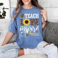 TEACH LOVE INSPIRE Teacher Sunflower Appreciation Women's Comfort Colors T-Shirt Blue Jean TEACH LOVE INSPIRE Teacher Sunflower Appreciation Women's Comfort Colors T-Shirt Blue Jean