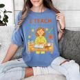 I Teach In My Pajamas Crayon Home School Teacher PJs Women's Comfort Colors T-Shirt Blue Jean