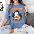 Teacher Halloween Ghost Reading Book Animal Boooks Are Women's Comfort Colors T-Shirt Blue Jean