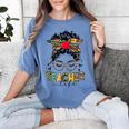 Teacher Life Messy Bun Glasses Leopard Sunflower Women's Comfort Colors T-Shirt Blue Jean Teacher Life Messy Bun Glasses Leopard Sunflower Women's Comfort Colors T-Shirt Blue Jean