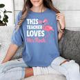 This Teacher Loves Her Flock Teaching Flamingo Girl Women's Comfort Colors T-Shirt Blue Jean This Teacher Loves Her Flock Teaching Flamingo Girl Women's Comfort Colors T-Shirt Blue Jean
