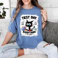 Test Day Stressed Cat Teacher Student Kids Testing Day Women's Comfort Colors T-Shirt Blue Jean