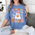 Trick Or Teach Cute Floral Ghost Teacher Halloween Costume Women's Comfort Colors T-Shirt Blue Jean Trick Or Teach Cute Floral Ghost Teacher Halloween Costume Women's Comfort Colors T-Shirt Blue Jean