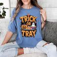 Trick Or Tray Halloween Cafeteria Teacher School Women's Comfort Colors T-Shirt Blue Jean