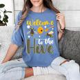 Welcome To The Hive Bee Teacher Back To School Women's Comfort Colors T-Shirt Blue Jean