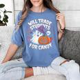 Will Trade Students For Candy Halloween Teacher Women's Comfort Colors T-Shirt Blue Jean