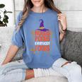 Witchy Halloween Hocus Pocus Everybody Focus Teacher Pumpkin Women's Comfort Colors T-Shirt Blue Jean